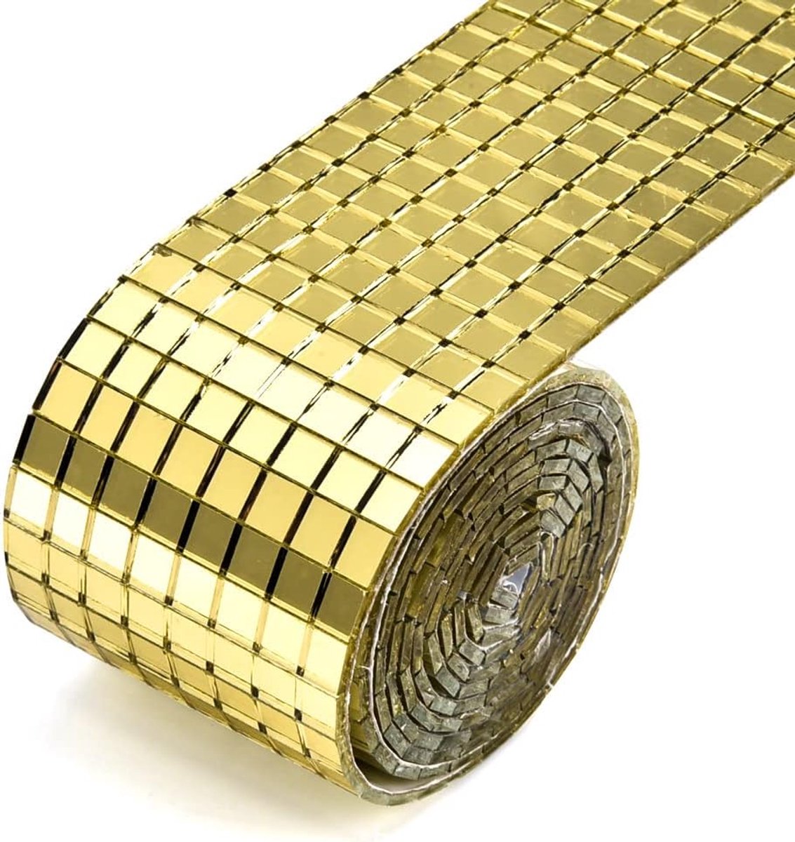 SnelShoppen - 2 Rollen 3200 Stuks Zelfklevende Mozaïektegels voor DIY Wanddecoratie - Goudkleurige Spiegel Mozaïektegels van Glas - Perfect voor Feest