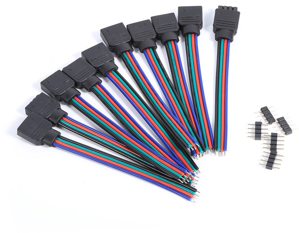 SnelShoppen - 10x 4Pin LED Strip Connector - Male Female RGB Connector Kabel voor 3528 5050 SMD LED Strip Licht - Duurzaam PVC, Geen Soldeer Nodig, 10