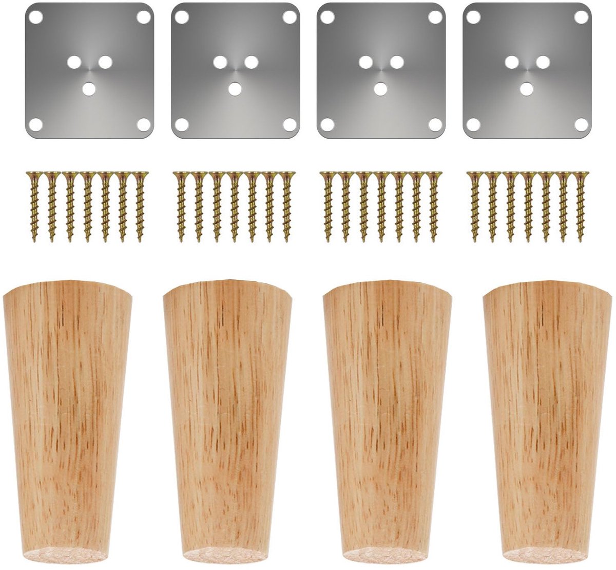 Dailygoods - 4 Stuks Houten Tafelpoten - Vervangende Meubelpoten van Eikenhout