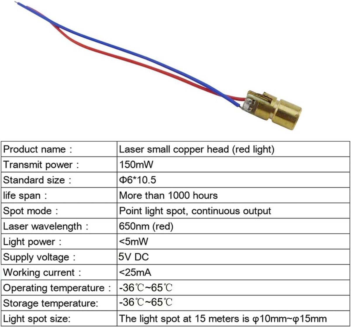 SnelShoppen - 10 Stuks 5V Laser Diode Dot Module WL Rood Mini 650nm 5mW - Compacte Lasermodule voor Projecties, DIY, Hobby en Decoratie