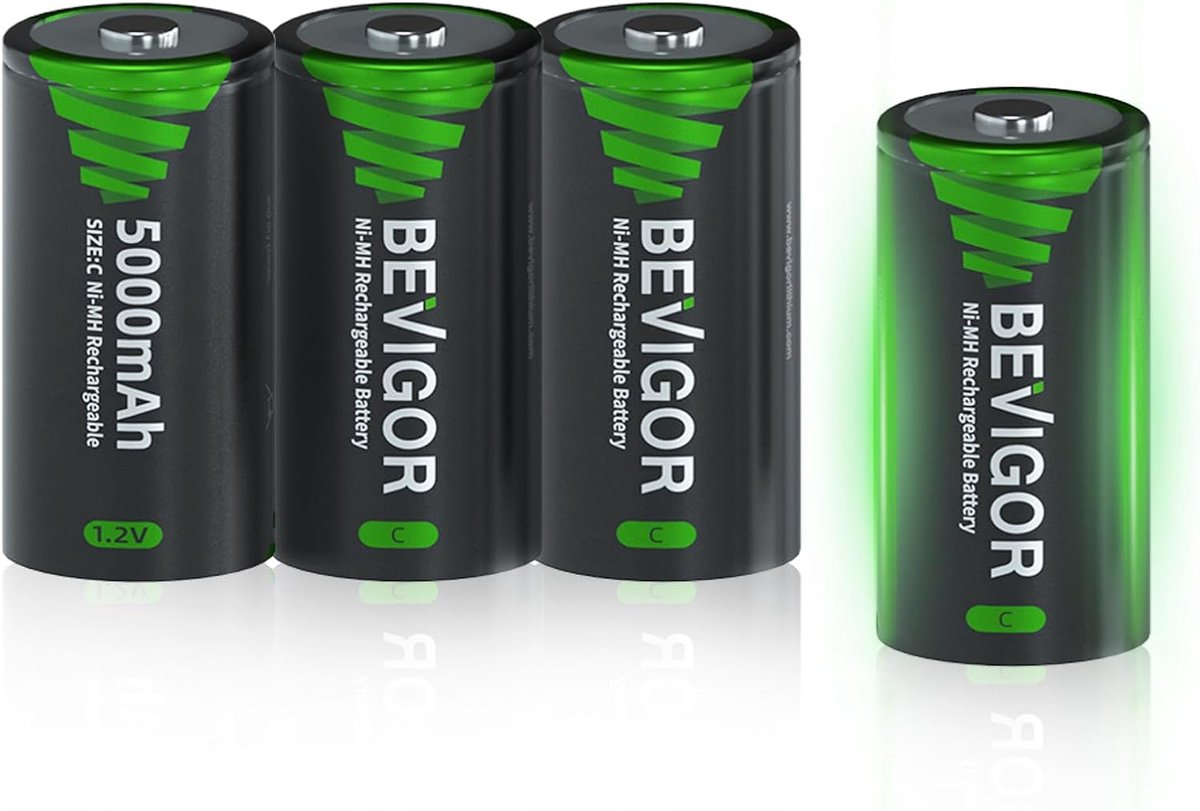 SnelShoppen - 4 Stuks Oplaadbare NiMH-C Batterijen Hoge Capaciteit - Ideaal voor Elektronische Apparaten, Speelgoed, Tuinverlichting en Meer