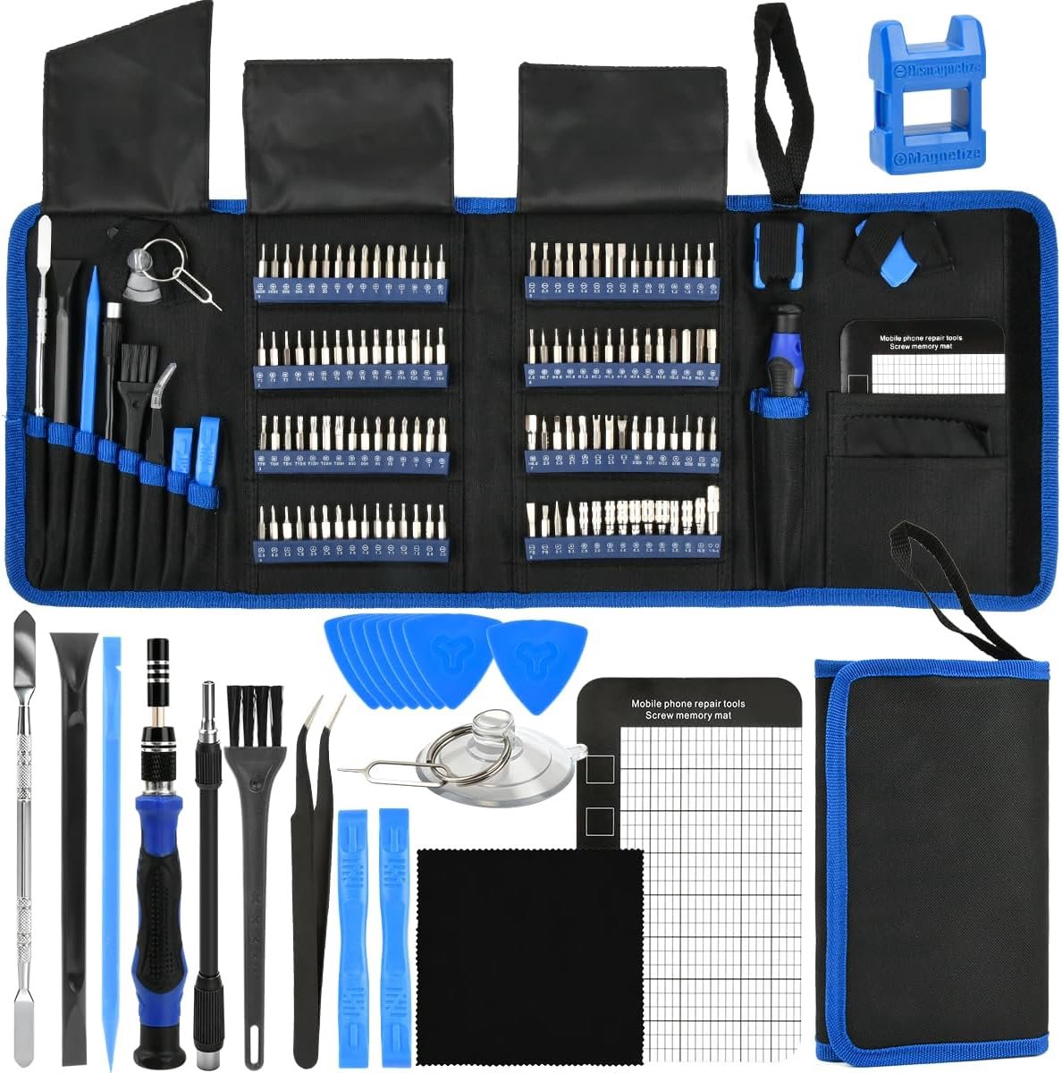 SnelShoppen - 142-in-1 Precisie Schroevendraaier Set Professioneel Magnetisch met 120 Magnetische Bits voor Mobiele Telefoon Reparatie, PC, Laptop, iP