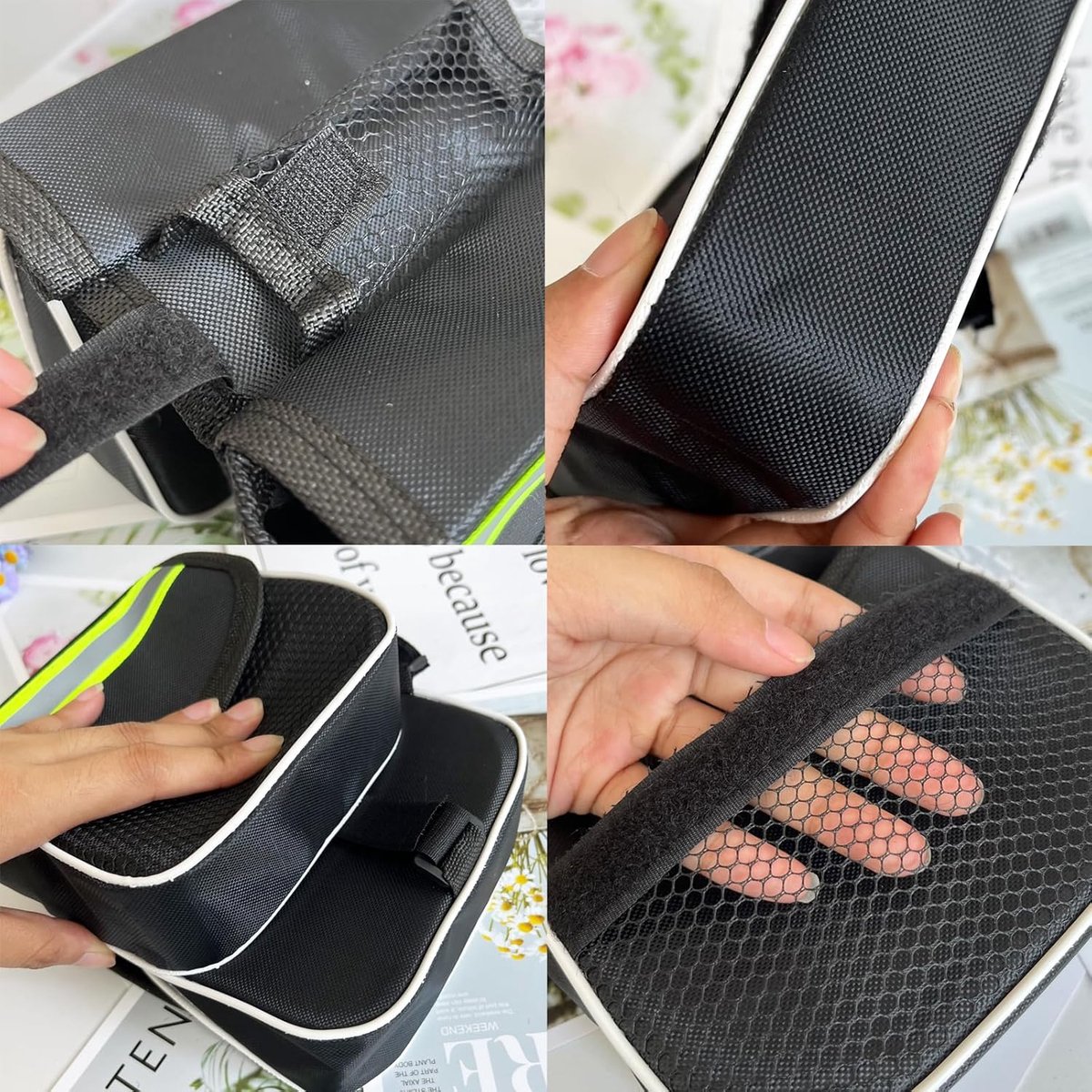 SnelShoppen - Fietszadel Tas - Waterdichte Zadel Tas - Zwarte Waterdichte Fietstas - Voor Fietsen, Mountainbikes, Reflecterend Design, Duurzaam Polyes