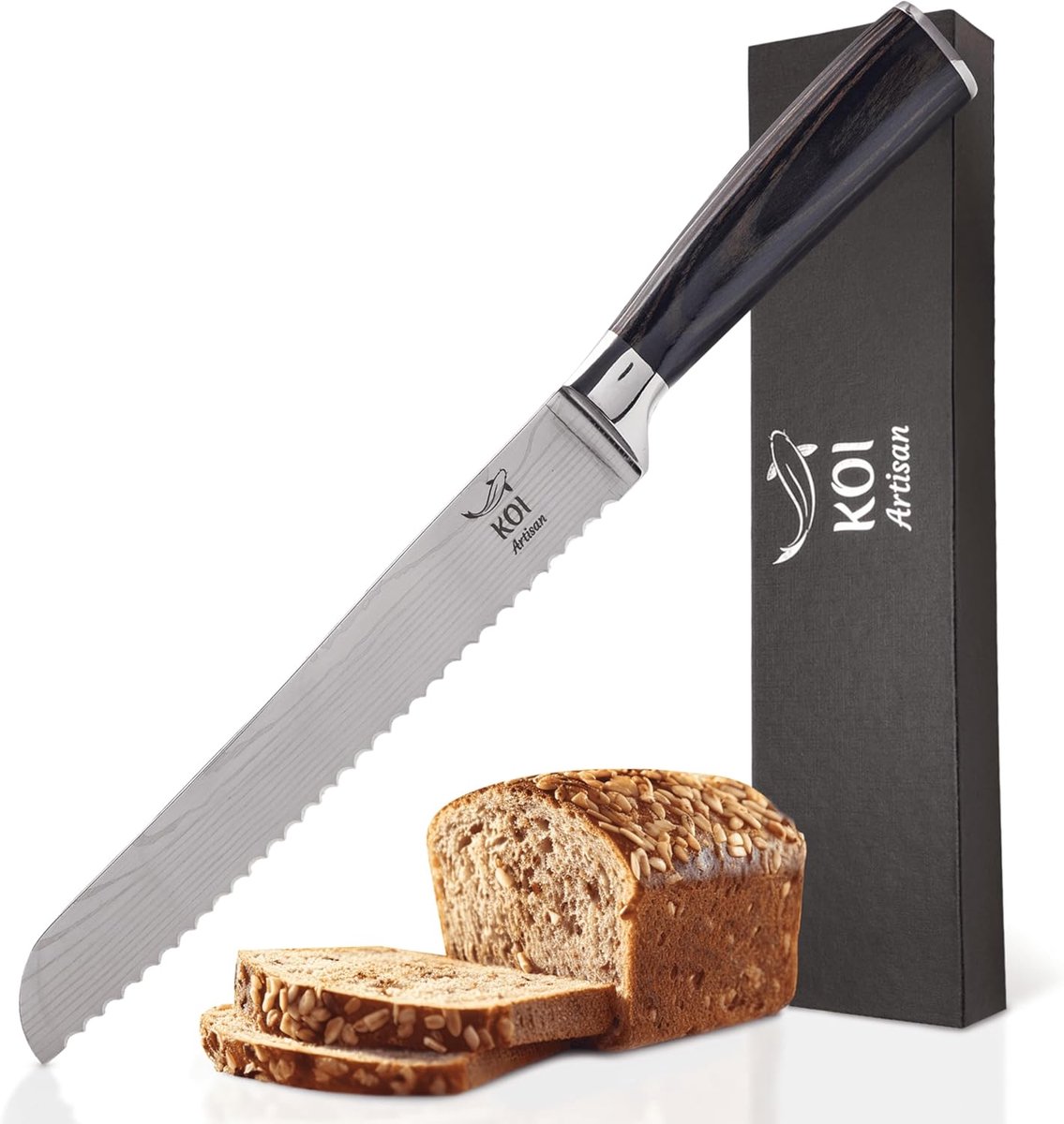 SnelShoppen - Broodmes 8 Inch - Razorscherpe RVS Koksmes - Low Carbon Roestvrij Staal - Serrated Mes voor Het Snijden van Brood, Taarten, Gebak en Ver