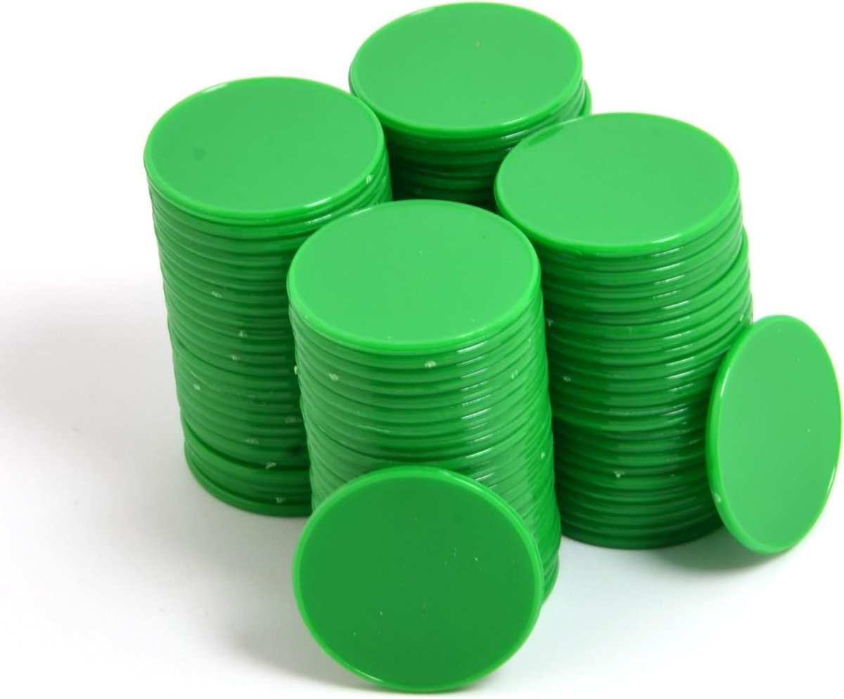 Opaque Plastic Poker Chips in Donkergroen - 100 Mini Spel Tokens met Opbergdoos (32mm) voor Bordspellen en Casino Spellen