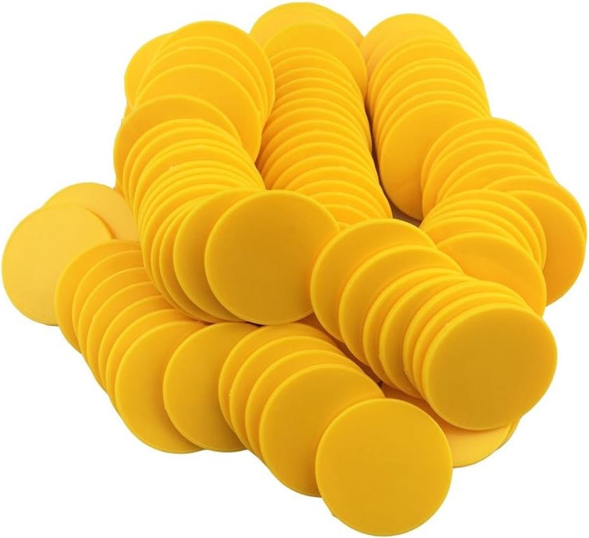 Set van 100 ondoorzichtige plastic pokerchips 40mm met opbergdoos - Geel, ideaal voor pokeravonden en spellen