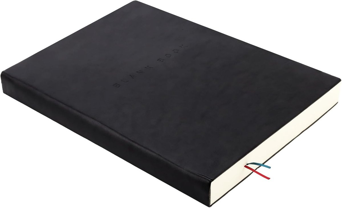 A3 Sketchbook met 380 Bladen, Lege Pagina's voor Tekenen en Ontwerpen, Zwart PU Kaft, 75g/m² Tekenpapier
