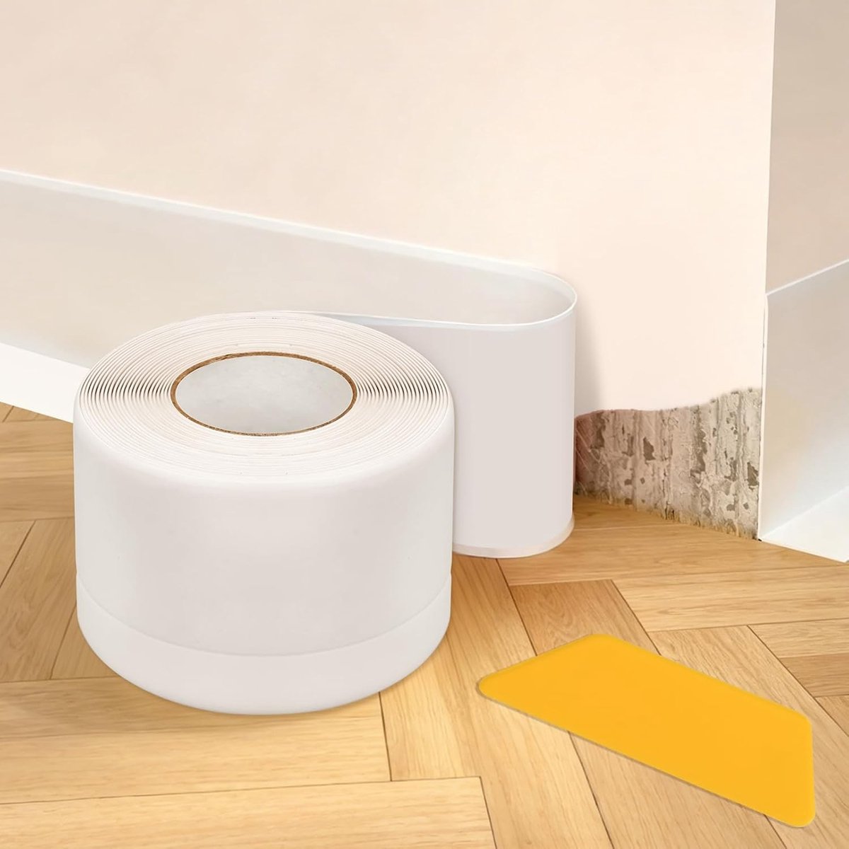 Zelfklevende plint van PVC, 50 mm x 20 mm x 5 m, ideaal voor keuken, slaapkamer, woonkamer en badkamer, eenvoudig te installeren en duurzaam (wit)