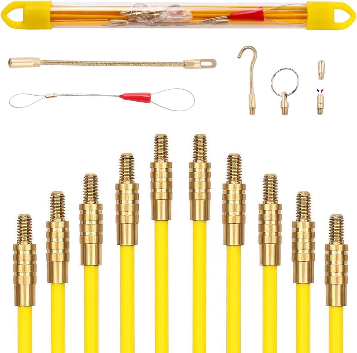 Flexibele Kabel Trekhulp 4 mm, 33 cm, 10 Stangen, Trekkoord voor Lege Buizen, Geel, Handig en Duurzaam Accessoire