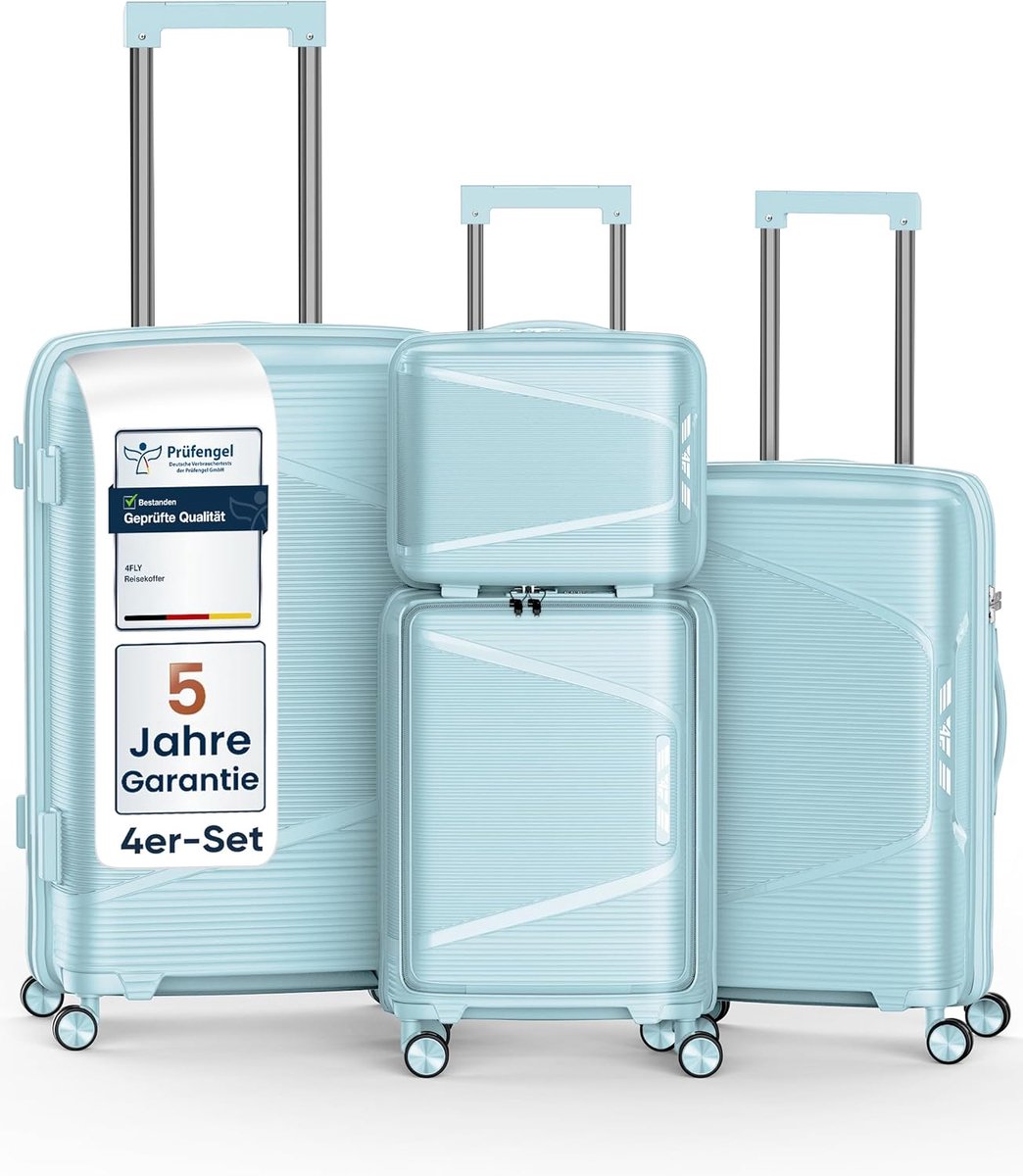 SnelShoppen - Lichtgewicht Hard Reiskoffer Set - Trolley Koffers met TSA Slot, Dubbele Wielen, Aluminium Uittrekbare Handgreep & Dubbele Rits, Toilett