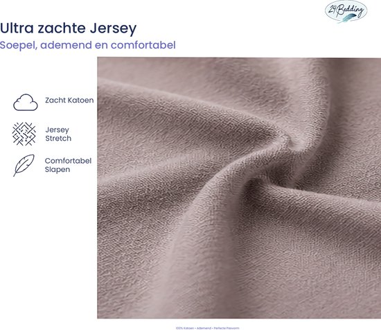 24-Bedding - Jersey Topper Hoeslaken - Topdek Hoeslaken Jersey - Extra zacht - 97% katoen - 3% Elastaan - 80x220 cm - Taupe - 5 t/m 15 cm hoogte.