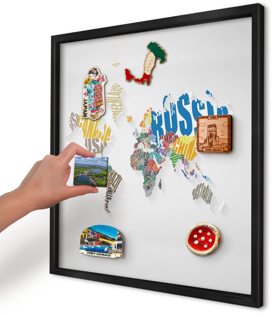 Artprintcave Wit Magneetbord mit Zwart Frame - 50x50 cm - Kleurenkaart Magneetbord Voor Foto's - Abstract Notitiebord - Kaarten