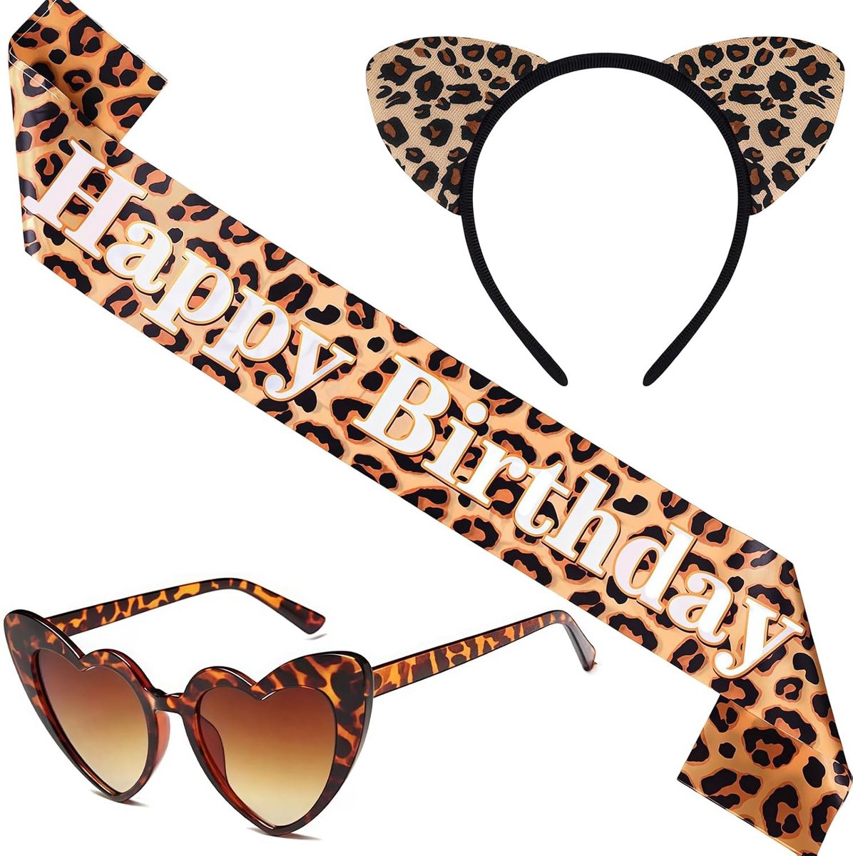 Verjaardagsoutfit voor Meisjes met Luipaardprint: Hartvormige Zonnebril voor Feestjes en Kostuums, Perfect voor Kinderen en Volwassenen