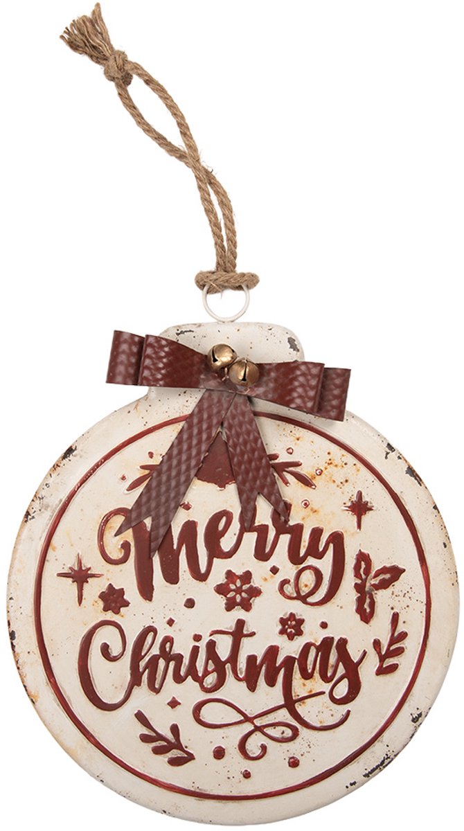 Clayre & Eef Kerstdecoratie Beeld 30x4x37 cm Wit Metaal