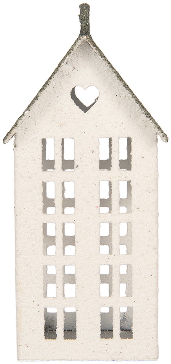 Clayre & Eef Decoratie Beeld Huis 7x5x15 cm Wit Metaal