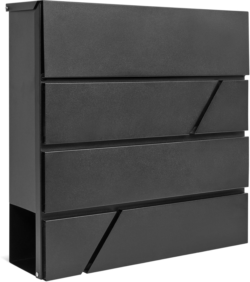 SnelShoppen - Assorted Collections Wandgemonteerde Brievenbus met Krantenhouder, Afsluitbare Brievenbus met 2 Sleutels, Modern Design, Eenvoudig te In