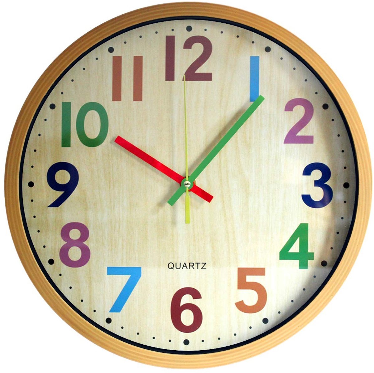 Omgoods - 12 Inch Stille Muurklok - Kleurrijke Vintage Wandklok Batterij Aangedreven