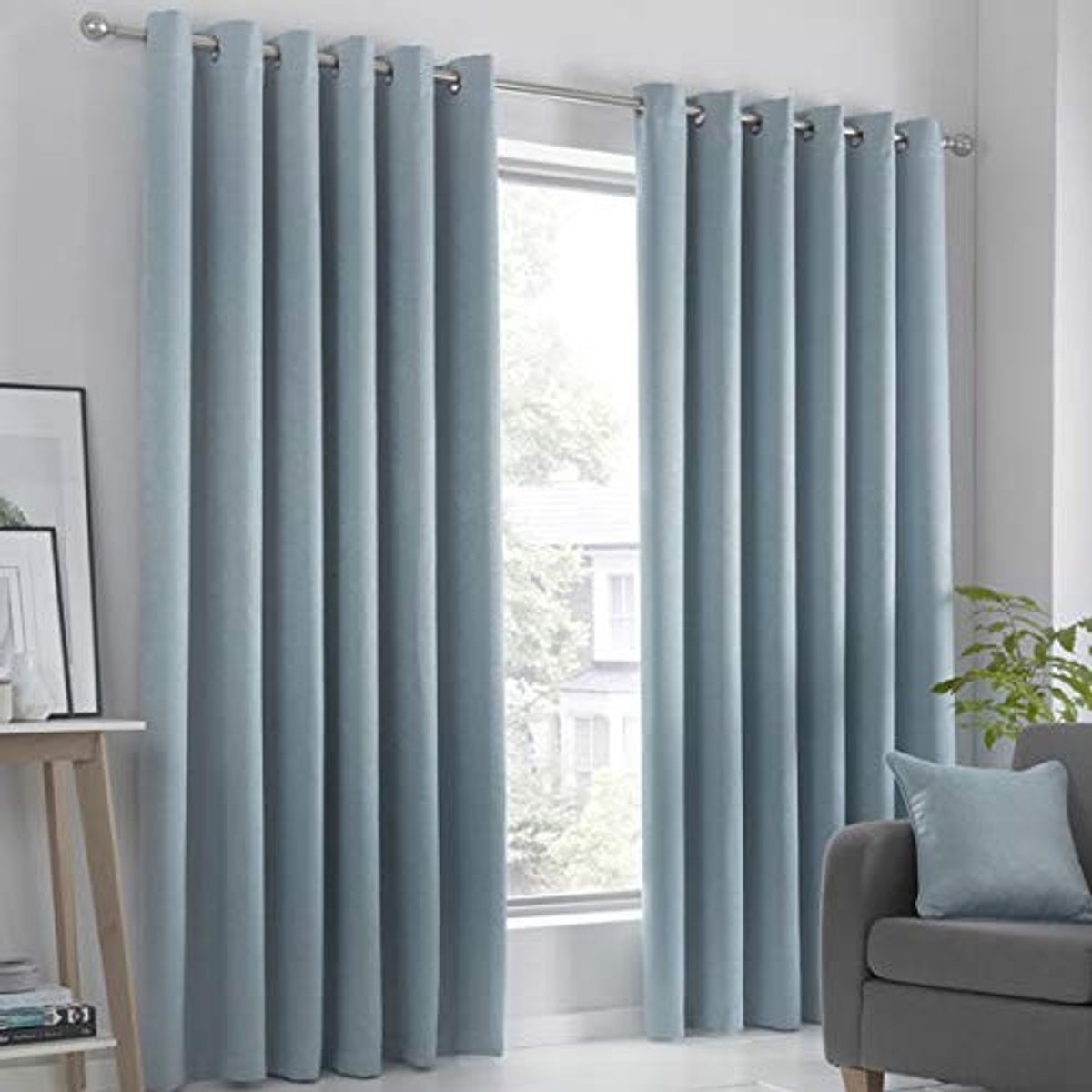 Omgoods - Fusion Strata Woven Eyelet Gordijnen - Verduisterend Duck Egg 229 x 183 cm