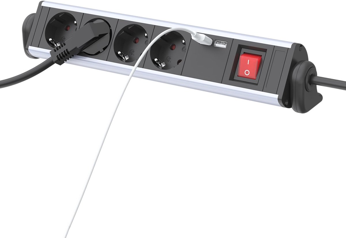 Omgoods - 4-Way Power Strip met 2 USB Poorten en 1.5m Kabel