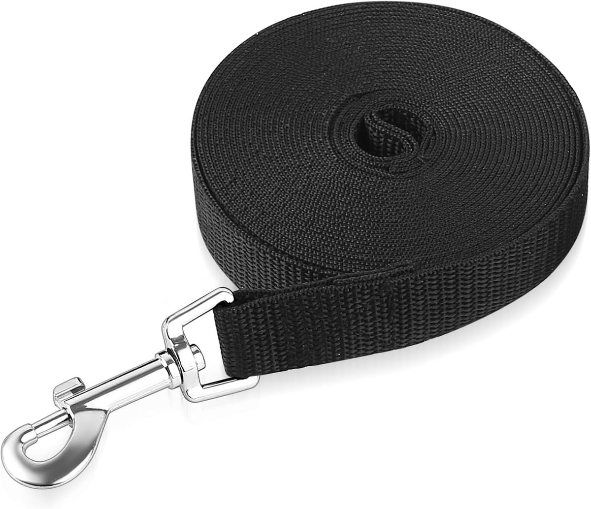 SnelShoppen - Extra Lange Hondenriem 5m Zwart voor Training, Terugroepen, Wandelen, Camping, Tuin - Duurzaam Polypropyleen en Zink Legering