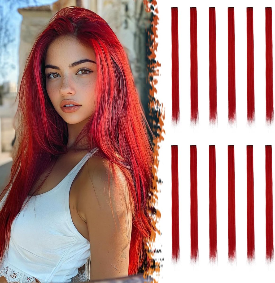 Gekleurde Hair Extensions voor Kids Vrouwen, 12 Stks Gekleurde