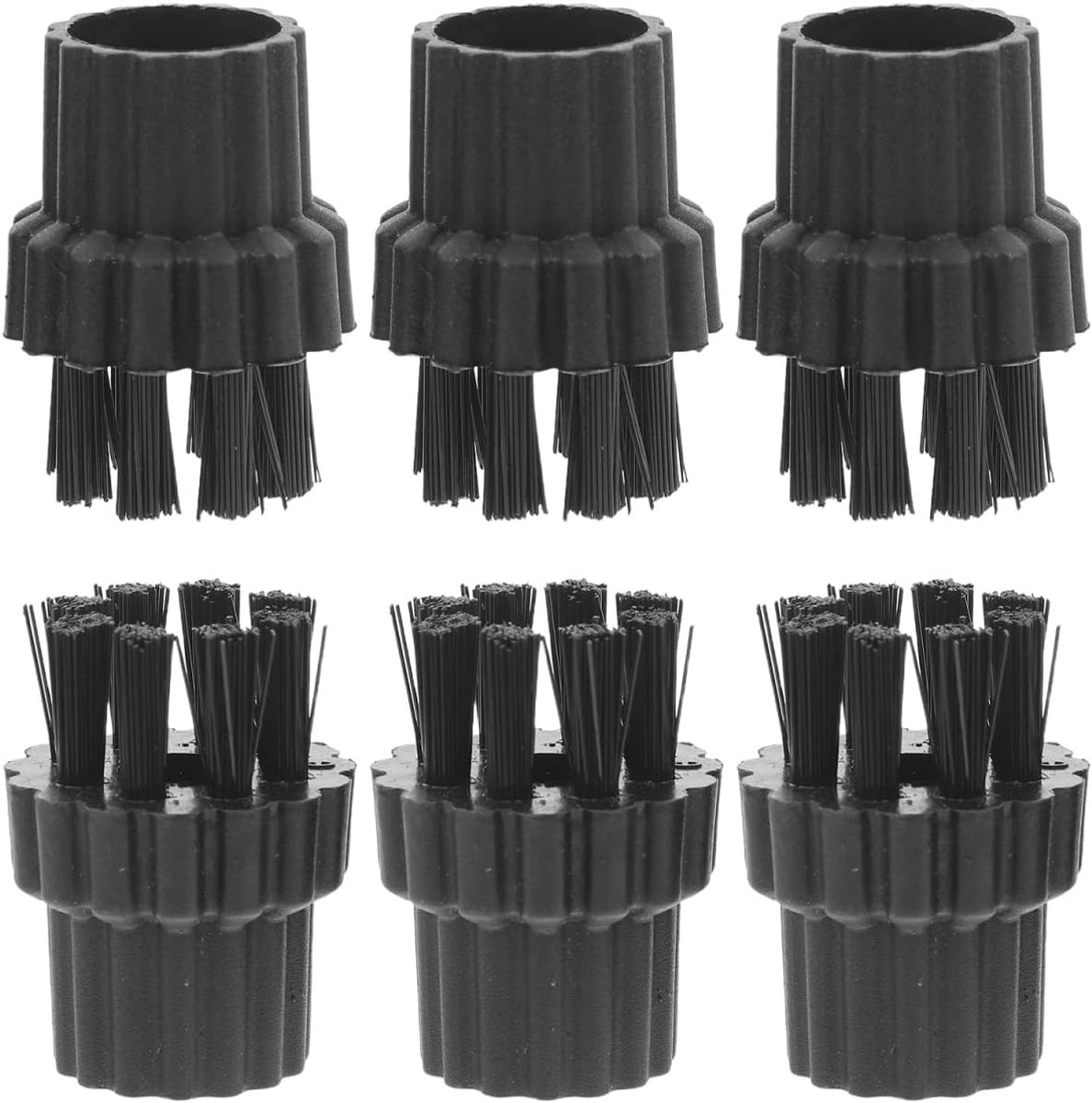 Set van 6 borstelkoppen voor stoomreinigers, nylon borstels met M8-schroefdraad voor stoommoppen en -reinigers, reiniging van meerdere oppervlakken voor vloeren, tegels en voegen