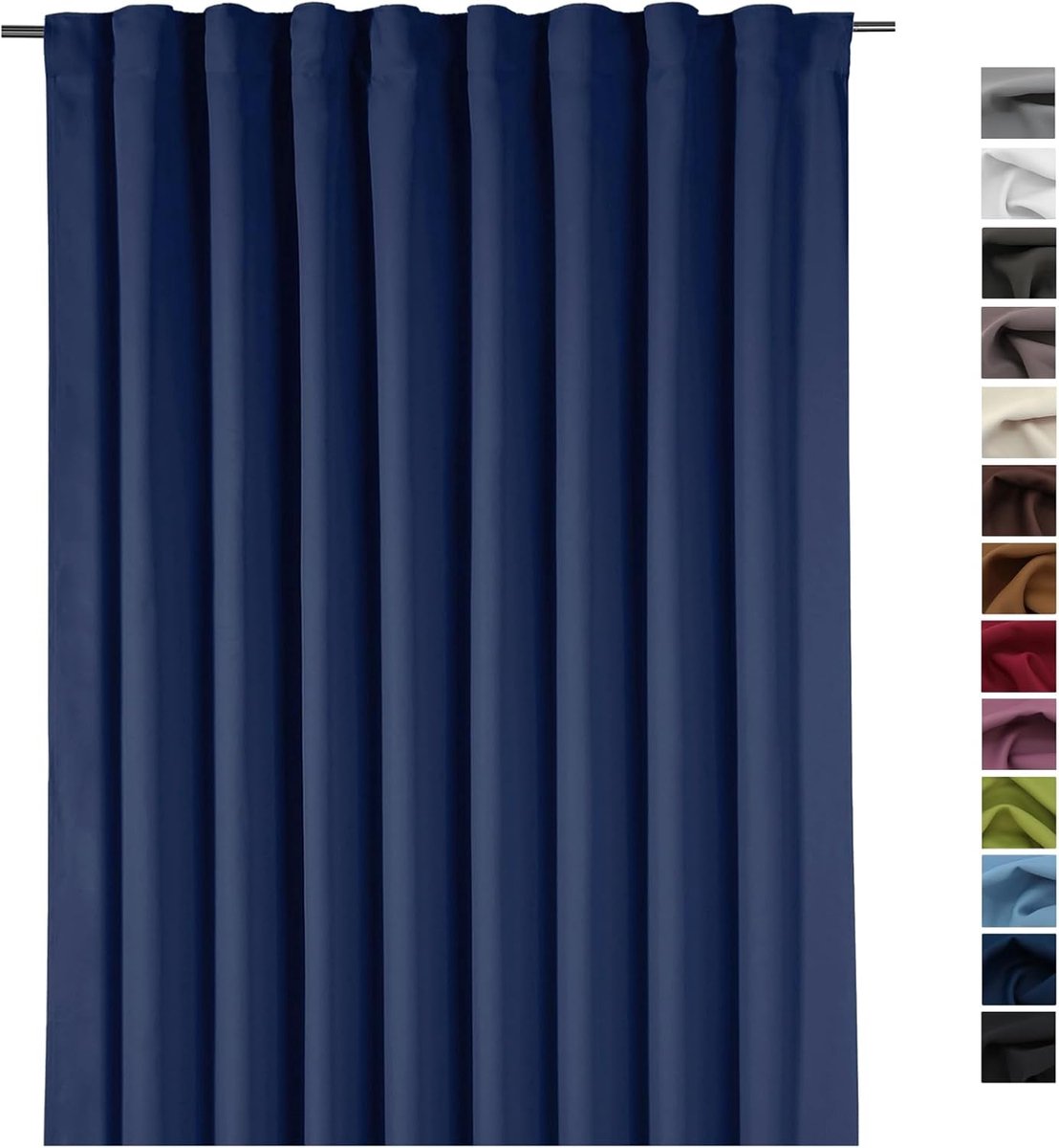 SnelShoppen - XXL Decoratieve Gordijn 245 x 275 cm - Opaque Blackout Gordijn - Thermisch Isolerend - Donkerblauw - Voor Woonkamer, Slaapkamer, Thuisge