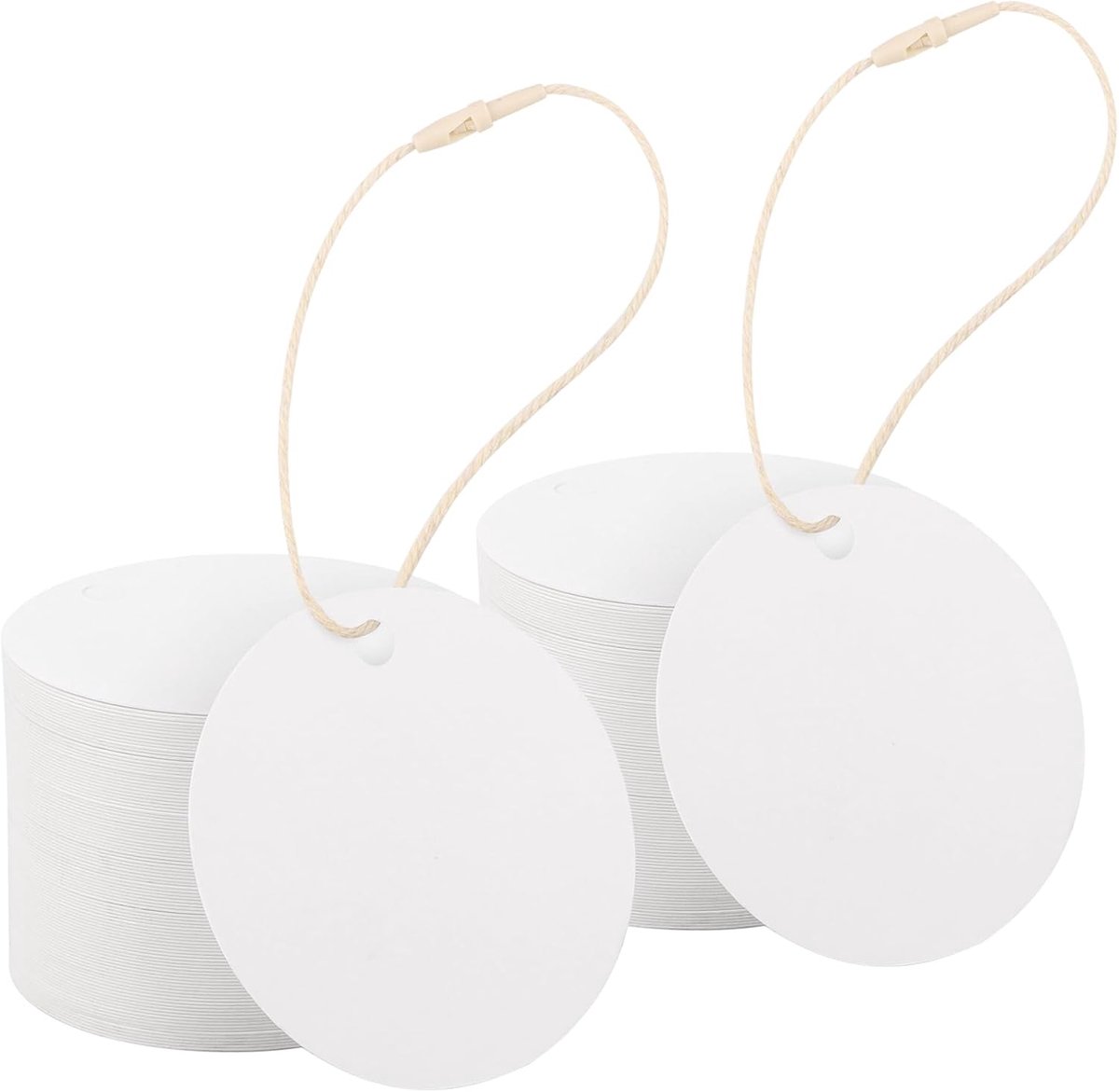 Witte Etikethangers - 400st Ronde Geschenkhangers 6cm - 300Gsm