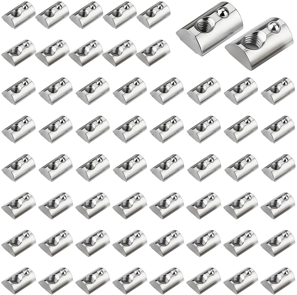 60 stuks groefstenen met bal, M6/M8 sleufmoeren 40 serie groefsteen met veermoer 8 voor extrusiesleuf van aluminium profiel