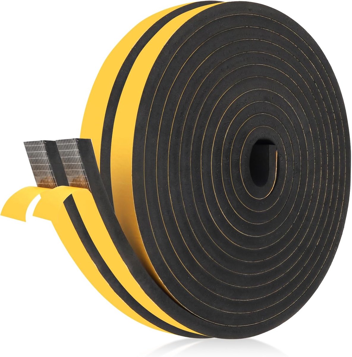 SnelShoppen - Foam Afplaktape 6 mm x 12 mm - Zelfklevende Sealing Tape voor Ramen, Deuren en Hobs - 2 Rollen van 5 m - Geluiddempende en Winddichte Op