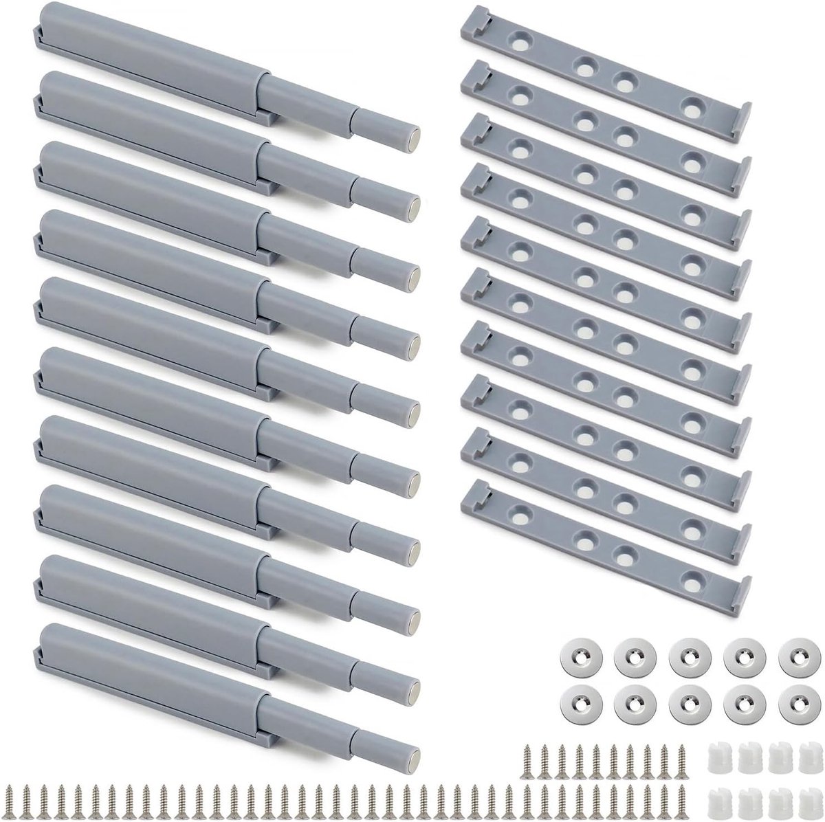 Pack van 10 Push-to-Open Deursluiters, Zachte Sluitdempers voor Keuken- en Meubeldeuren, Ideaal voor Kasten en Dressoirs