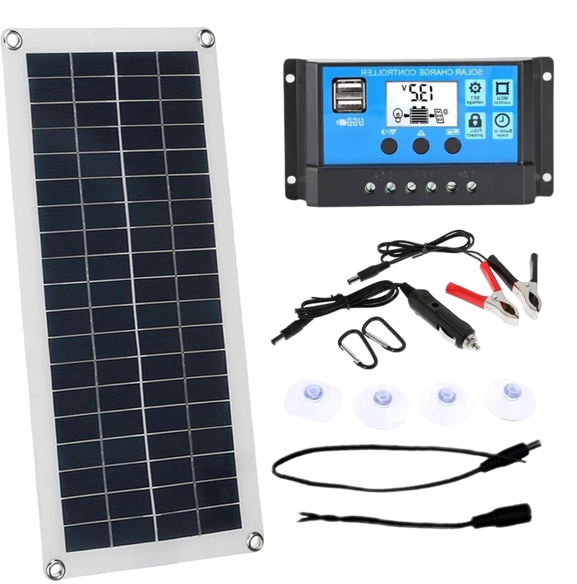 Draagbaar Zonnepaneel - Oplader op Zonne-energie - Energie Opwekken Buiten - Dubbele USB-poorten - 23 x 16 x 4 cm