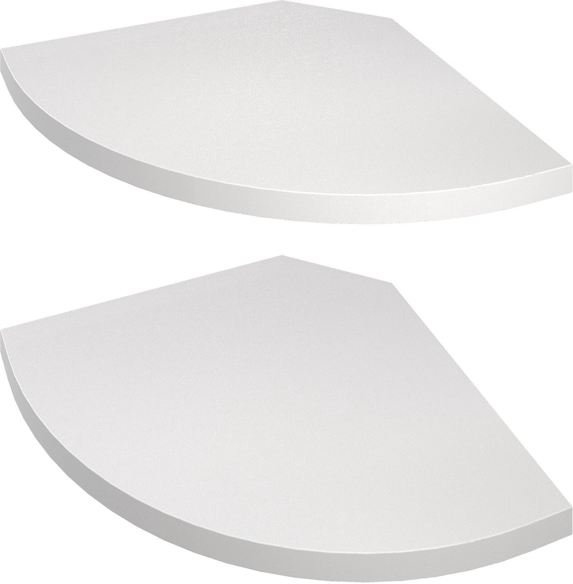 Set van 2 hoekplanken - Waaiervormige zwevende planken voor slaapkamers - 20 x 20 x 1 - 20 x 20 x 1,2 cm - Wit
