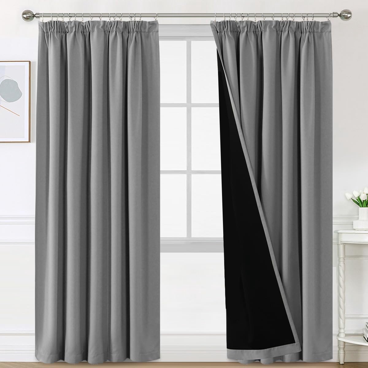 Omgoods - 100% Zwarte Binnenjaloezieën - 140 x 260 cm - Geluiddempende en Warmte-isolerende gordijnen
