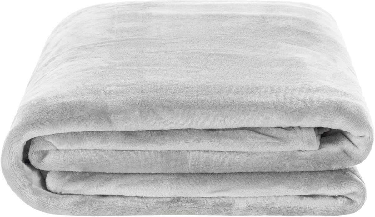 Omgoods - Flannel Blanket Supersoft Cuddly Blanket 180 x 220 cm - Lichtgrijs
