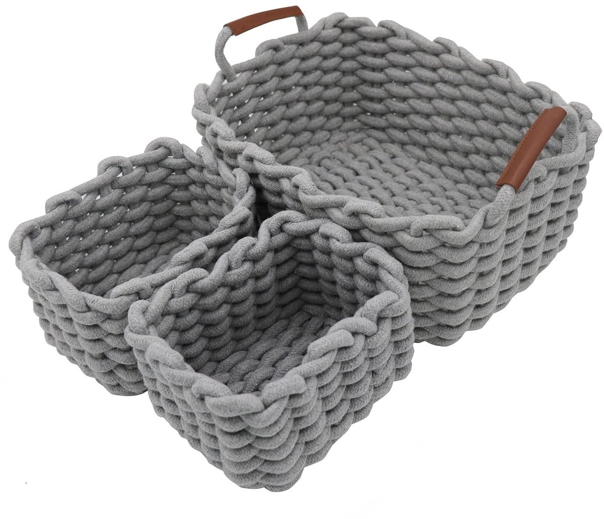 Omgoods - Katoenen Opbergmanden met Handvatten - Set van 3