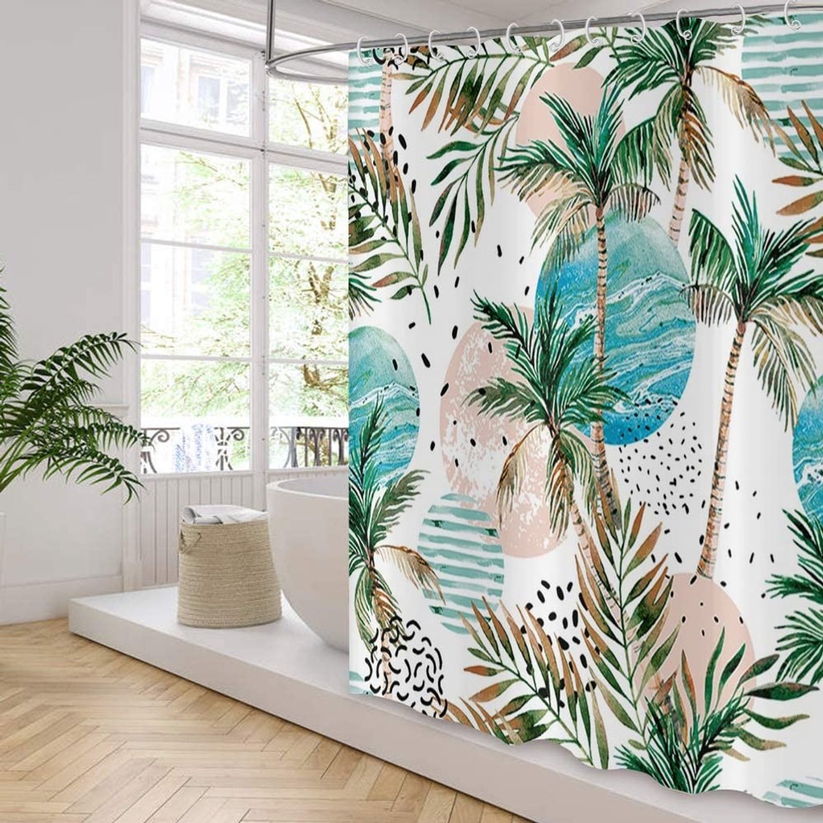 Omgoods - Tropisch Douchegordijn met Palmbomen 200x200cm Waterdicht