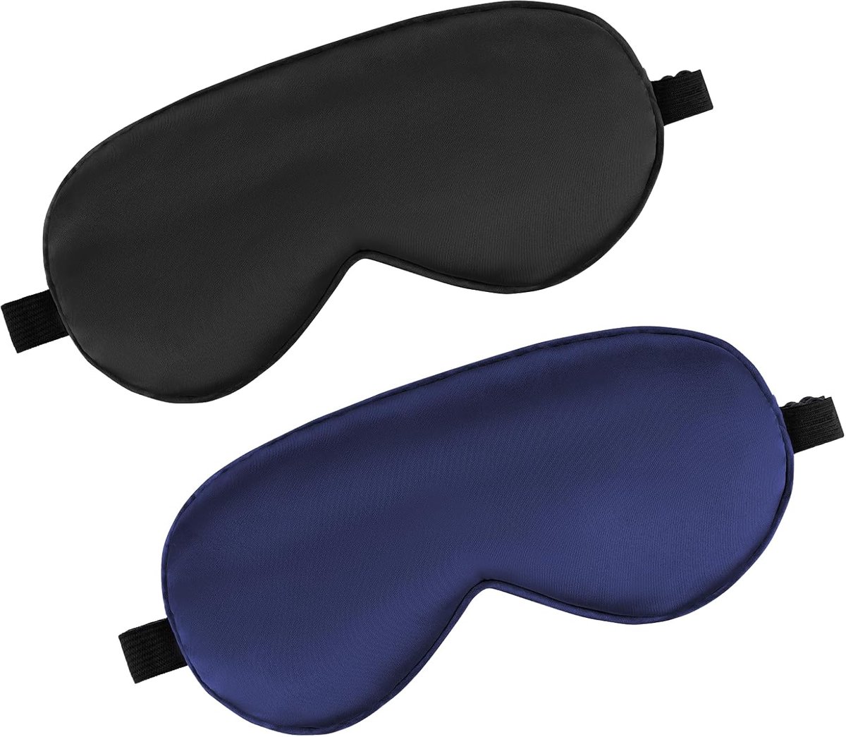 2 stuks zijden slaapmasker, oogmasker met verstelbare elastische band, lichtblokkerend nachtmasker, huidvriendelijk, zijslapers, slaapbril voor reizen, heren, vrouwen en kinderen (zwart en marineblauw
