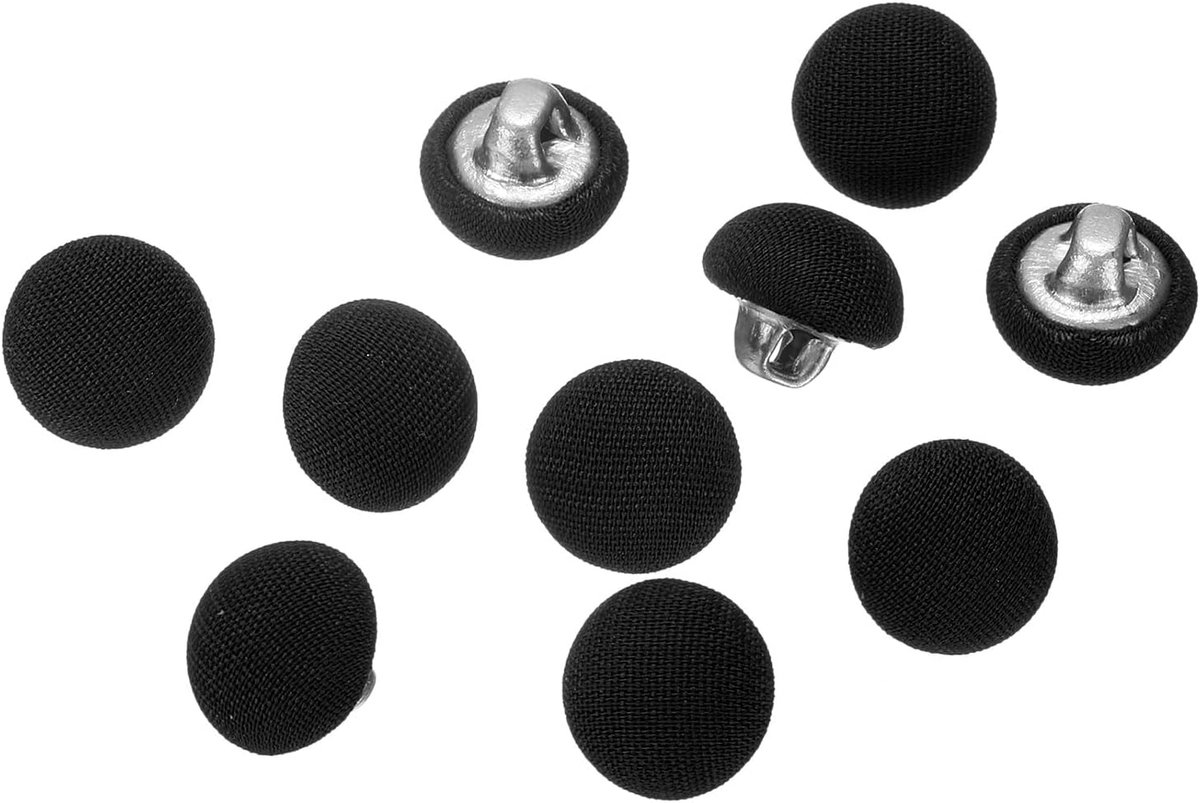 Knopen, 10 mm, metalen schacht, ronde ogen, stoffen knopen, knutselknopen, vervangingsknopen voor doe-het-zelf voor naaien, kleding, pakken, mantels, blouses