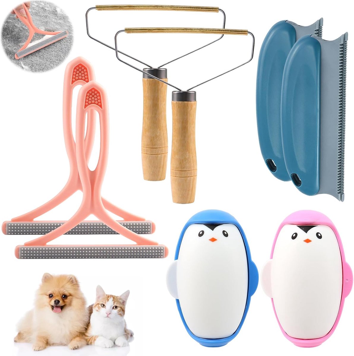 dierenhaarverwijderaar, kattenhaarverwijderaar, magische poten, pluisborstel, kledingborstel voor tapijt, kleding, bank, geweven mantels, hondenharen, kattenharen, bed (8 stuks)