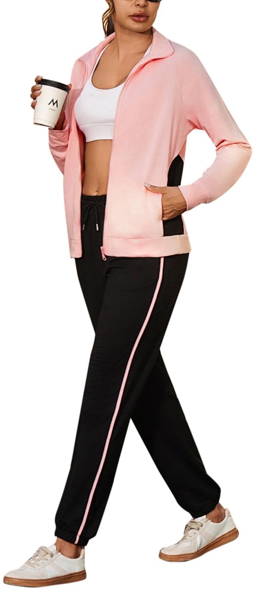 Omgoods - Dames Joggingpak - Lange Trainingsoutfit met Kleurcontrast