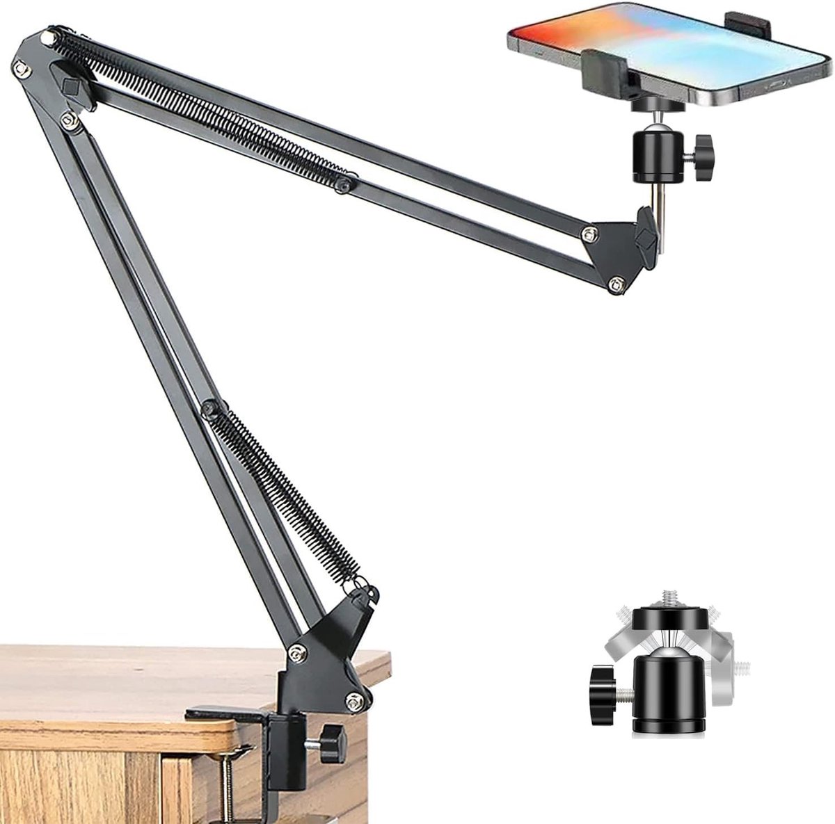 Omgoods - Overhead Tripod Houder met Verstelbare Arm voor Smartphone en Webcam