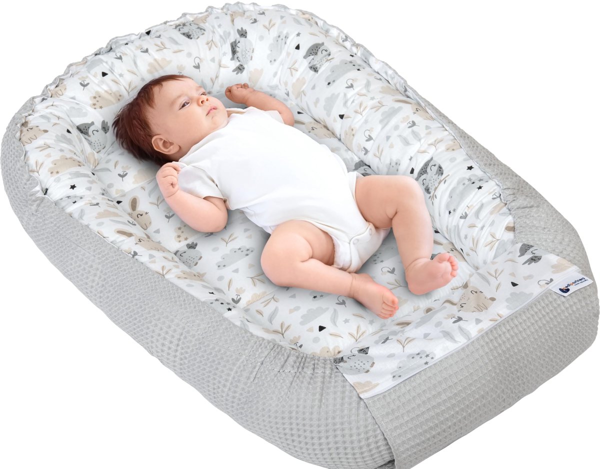 Omgoods - Babynest - Knuffelnest van 100% Katoen, Reisbedje voor Baby's (100x60x15cm)