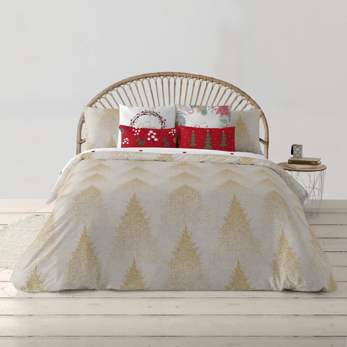 Omgoods - Kerst Dekbedovertrekset, 220 x 220 cm met Knopen