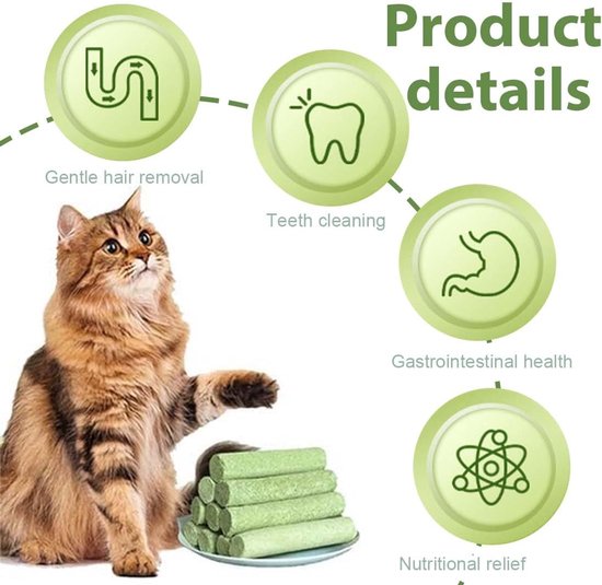 10 stuks kattengrassnack 50 g kattengras sticks gevriesdroogde snacks voor katten voor tandverzorging en haarballen verwijderen kattenkruid kattengras stick — afbeelding 2