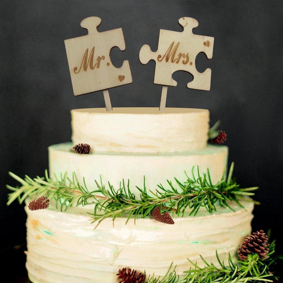 bruidstaart topper heer vrouw brief hout cake topper sticks bruiloft decor Favor
