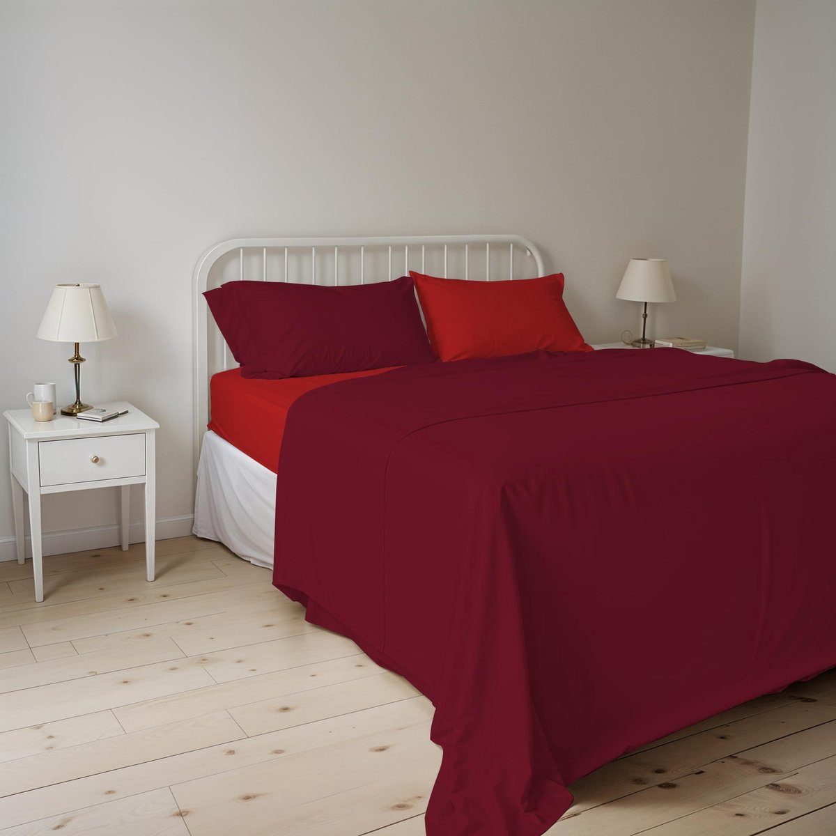 Omgoods - Italiaanse Beddengoedset van 100% Katoen in Bordeaux/Rood