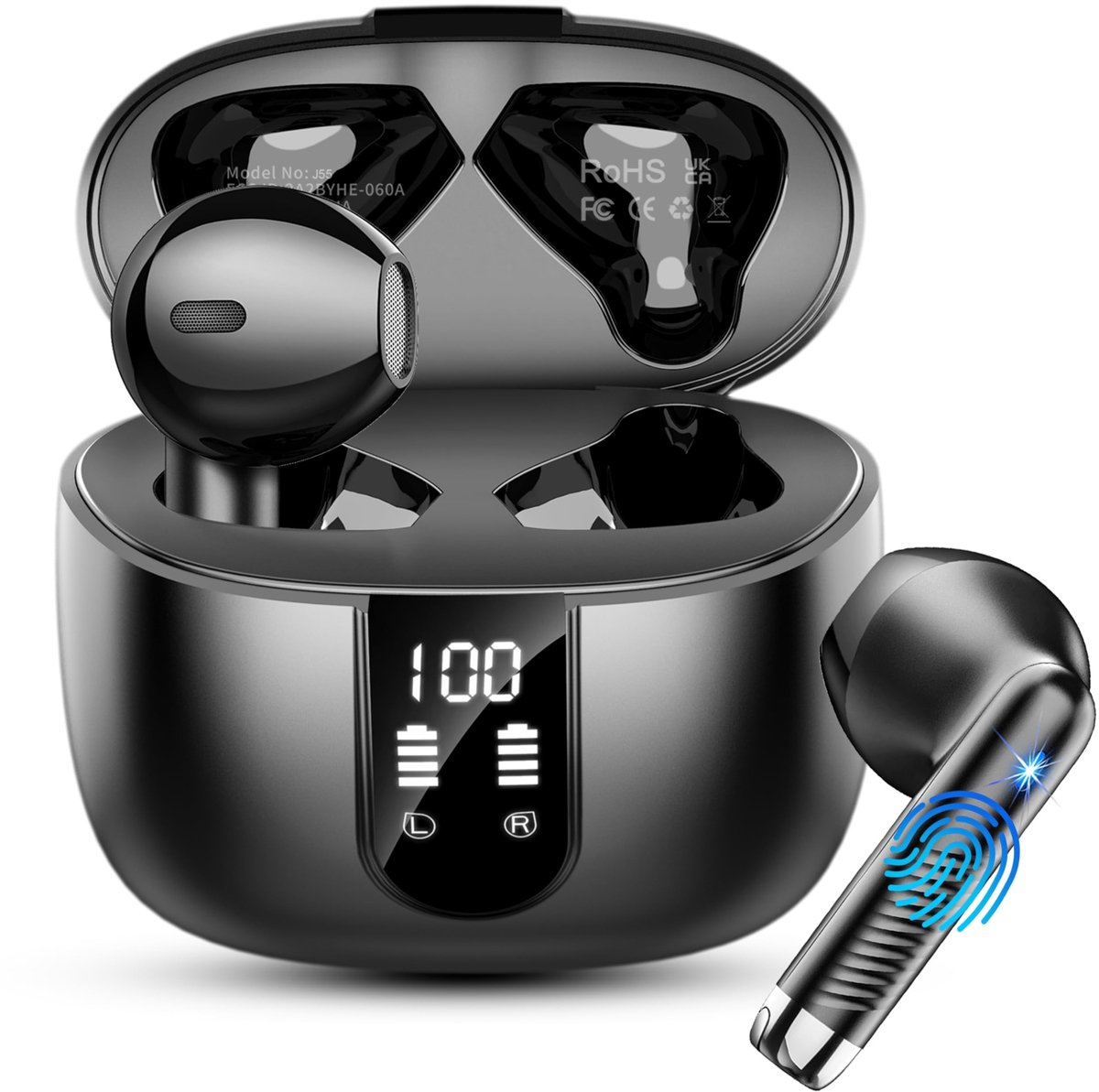 Omgoods - Bluetooth Oordopjes met Ruisonderdrukking en 56 Uur Speeltijd