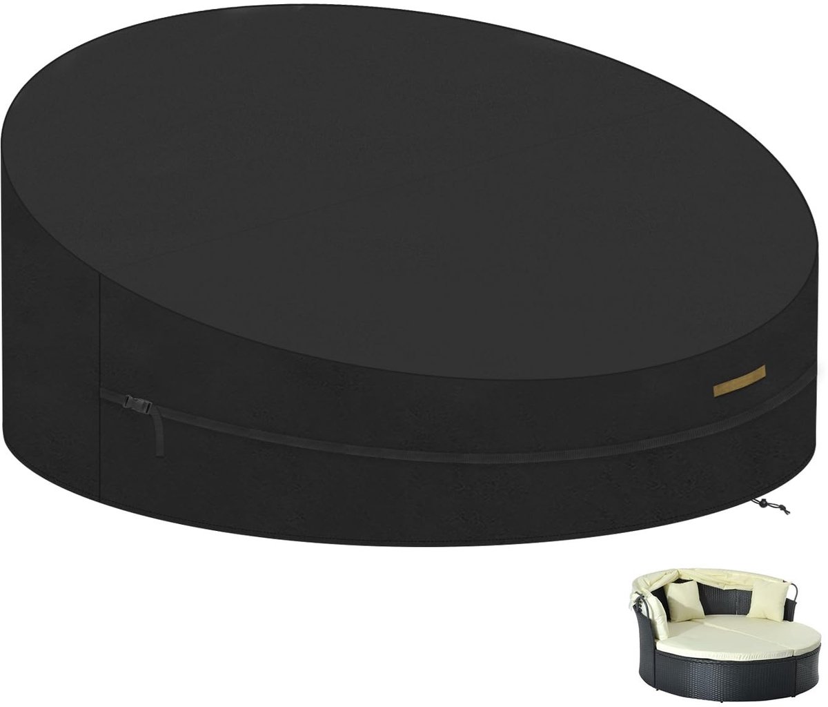 Omgoods - Ronde Afdekhoes voor Outdoor Daybed, Waterproof 420D Oxford Ø230 x 90/50 cm