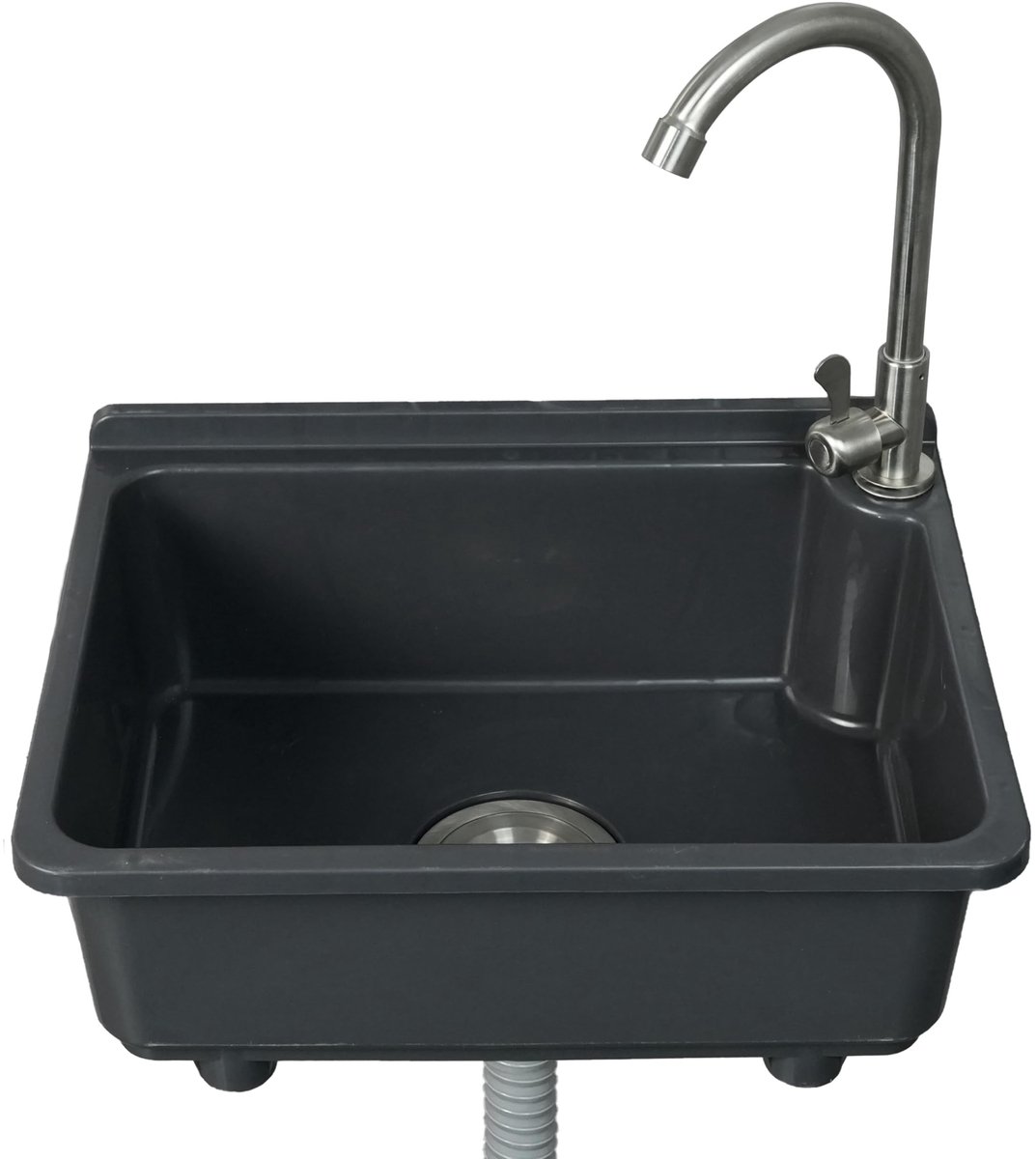 Omgoods - Keuken Wandmontage Wastafel - Grijze Plastic Sink 40x30cm met 1.25 inch Tapgat